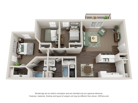 3 Bedroom 2 Bath Floor Plan at Sunset Ridge, Utah